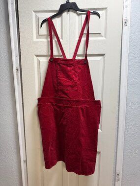 Torrid Rhubarb Red Corduroy Mini Skirtall Overall Dress- NWT